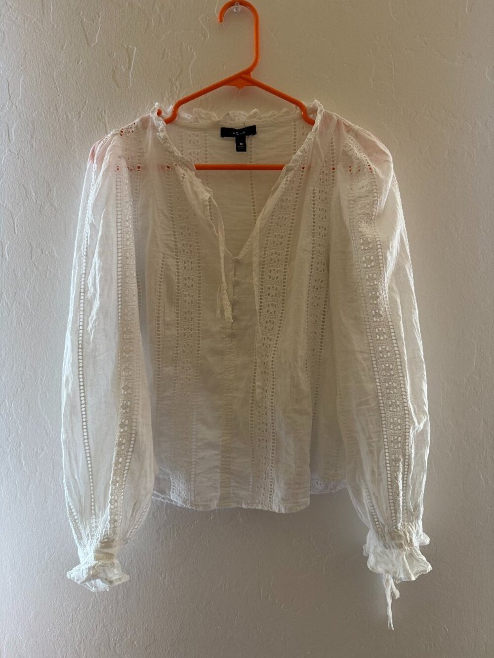Aqua White Cotton Blouse Size M